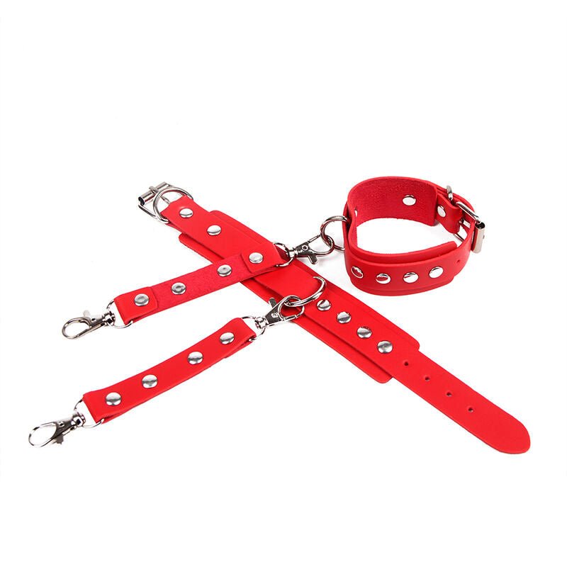 SUBBLIME - 953706 HANDCUFFS WITH BONDAGE BELT RED ONE SIZE - Kink&Play