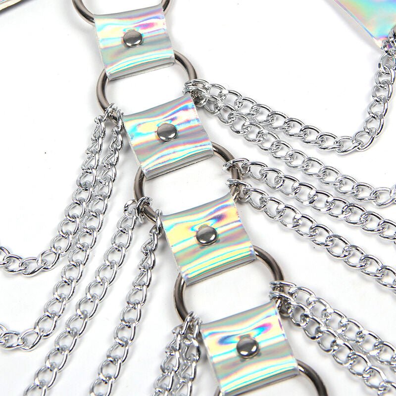 SUBBLIME - 953737 CHEST HARNESS WITH RINGS AND CHAINS SILVER ONE SIZE - Kink&Play