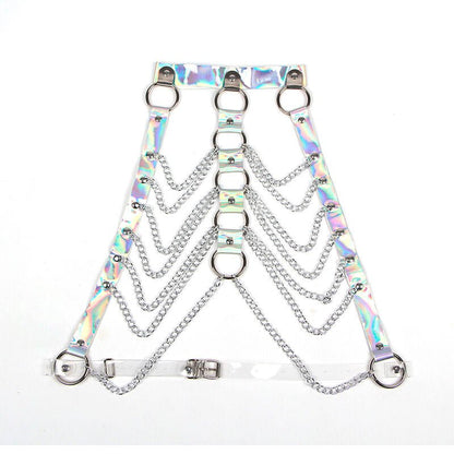 SUBBLIME - 953737 CHEST HARNESS WITH RINGS AND CHAINS SILVER ONE SIZE - Kink&Play