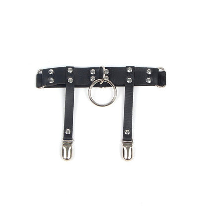 SUBBLIME - 953744 ADJUSTABLE LEATHER PUNK GARTER BLACK ONE SIZE - Kink&Play