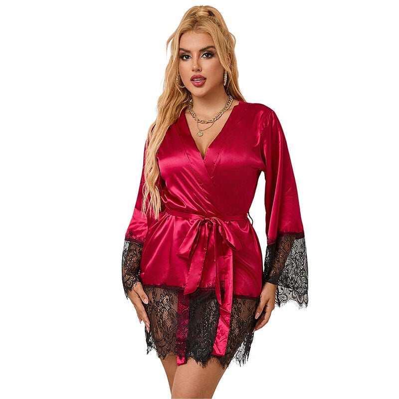 SUBBLIME - 953812 ELEGANT LACE PAJAMAS + THONG RED S/M - Kink&Play