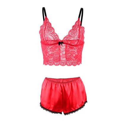 SUBBLIME - 953904 SILK AND LACE NIGHTGOWN + PANTIES RED L/XL - Kink&Play