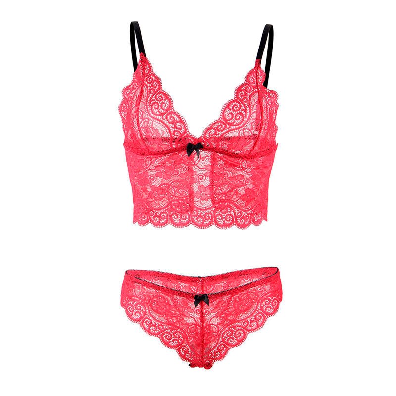 SUBBLIME - 953904 SILK AND LACE NIGHTGOWN + PANTIES RED L/XL - Kink&Play
