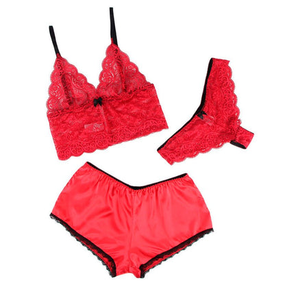 SUBBLIME - 953904 SILK AND LACE NIGHTGOWN + PANTIES RED L/XL - Kink&Play