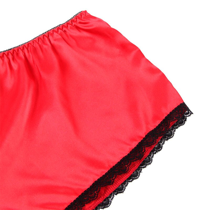 SUBBLIME - 953904 SILK AND LACE NIGHTGOWN + PANTIES RED L/XL - Kink&Play