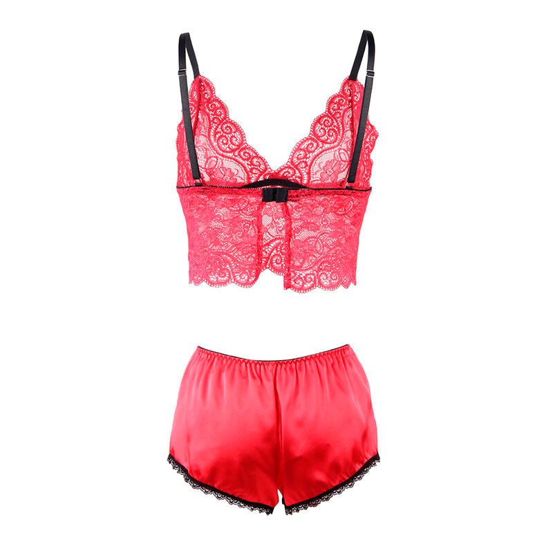 SUBBLIME - 953904 SILK AND LACE NIGHTGOWN + PANTIES RED L/XL - Kink&Play
