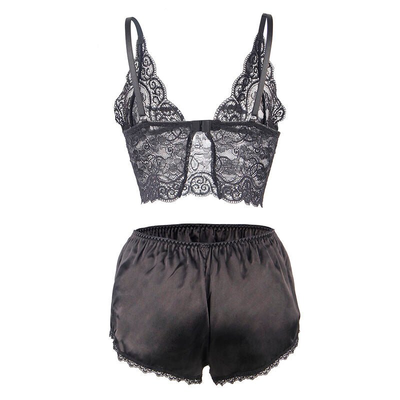 SUBBLIME - 953911 SILK AND LACE NIGHTGOWN + PANTIES BLACK S/M - Kink&Play