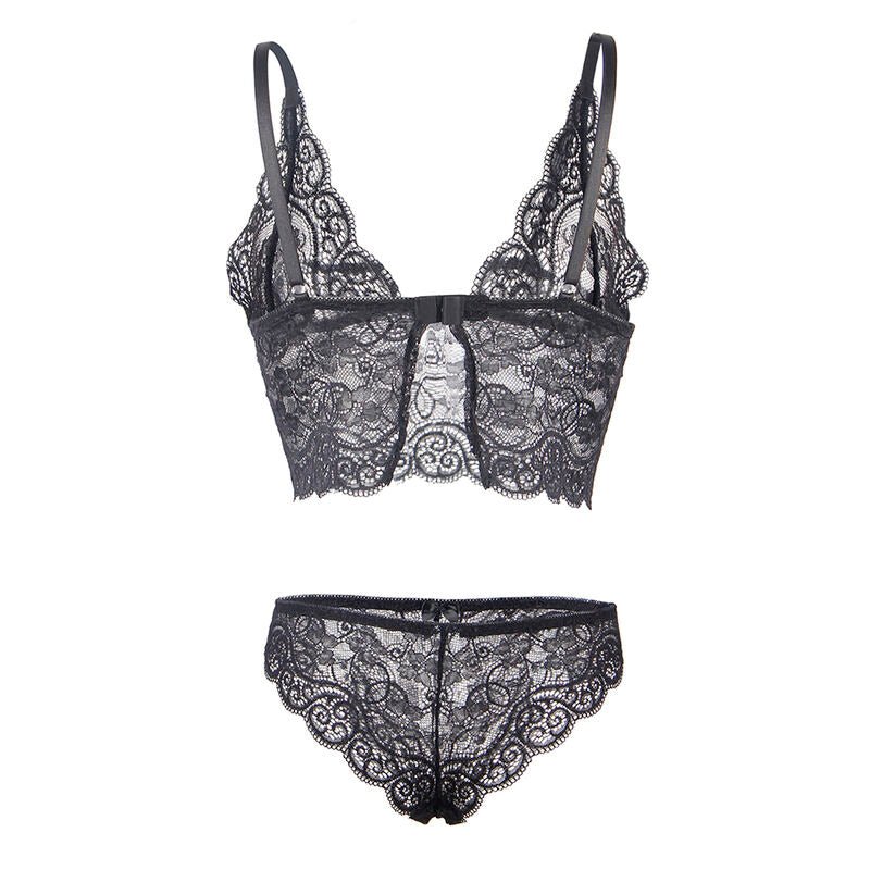 SUBBLIME - 953928 SILK AND LACE NIGHTGOWN + PANTIES BLACK L/XL - Kink&Play
