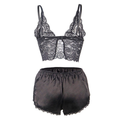 SUBBLIME - 953928 SILK AND LACE NIGHTGOWN + PANTIES BLACK L/XL - Kink&Play