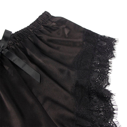 SUBBLIME - 953942 CASUAL SILK NIGHTGOWN + LACE PANTS BLACK L/XL - Kink&Play