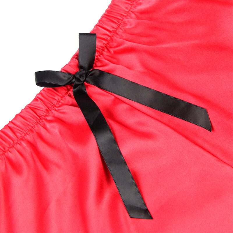 SUBBLIME - 953959 CASUAL SILK NIGHTGOWN + LACE PANTS BLACK/RED S/M - Kink&Play