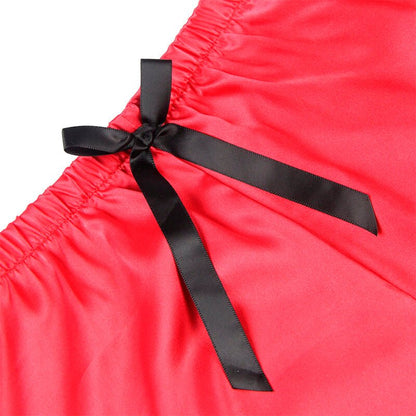 SUBBLIME - 953966 CASUAL SILK NIGHTGOWN + LACE PANTS BLACK/RED L/XL - Kink&Play