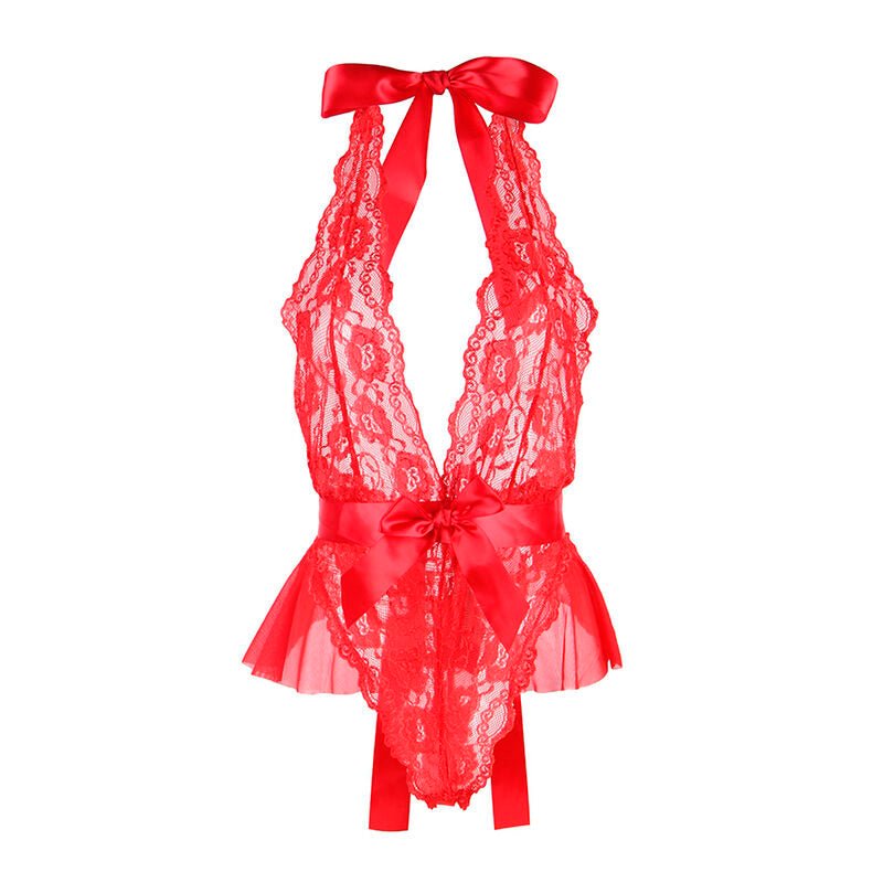SUBBLIME - 953980 SEXY BODY WITH RUFFLES + BELT RED L/XL - Kink&Play