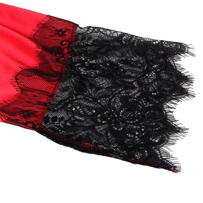 SUBBLIME - 954024 LACE SHEER BACK CAMISOLE + THONG RED/BLACK L/XL - Kink&Play