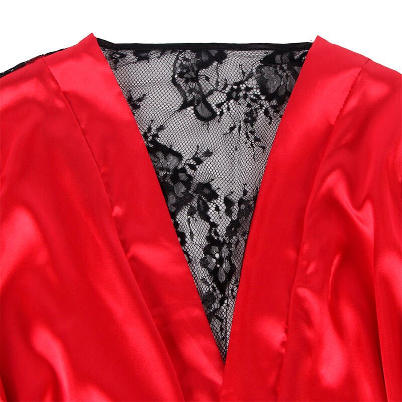 SUBBLIME - 954024 LACE SHEER BACK CAMISOLE + THONG RED/BLACK L/XL - Kink&Play