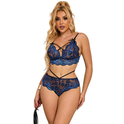 SUBBLIME - 954062 BRA + PANTIES LACE BLUE S/M - Kink&Play