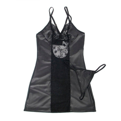 SUBBLIME - 954178 DRESS + THONG LEATHER BLACK L/XL - Kink&Play