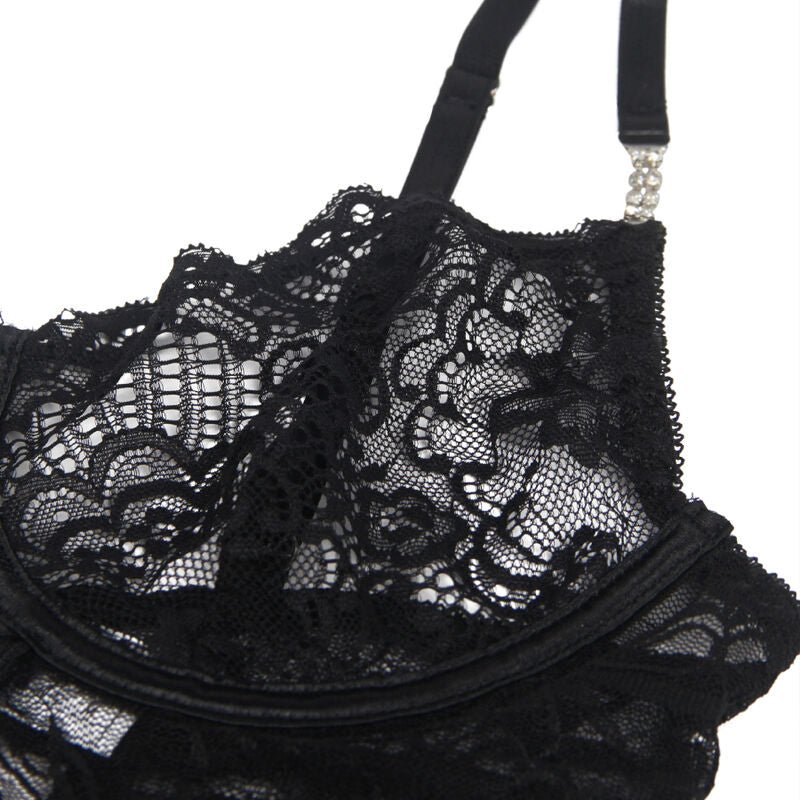 SUBBLIME - 954185 LACE BABYDOLL WITH ADJUSTABLE STRAPS BLACK S/M - Kink&Play