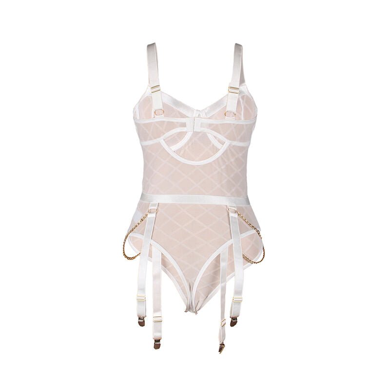 SUBBLIME - 954291 BODY WITH CHAINS + GARTER BELT WHITE L/XL - Kink&Play