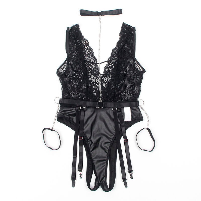 SUBBLIME - 954390 SEXY BODY WITH GARTER BELT BLACK L/XL - Kink&Play