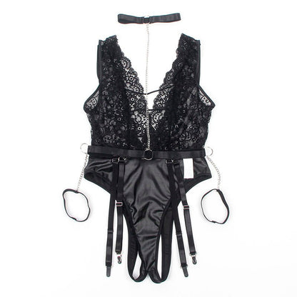 SUBBLIME - 954390 SEXY BODY WITH GARTER BELT BLACK L/XL - Kink&Play
