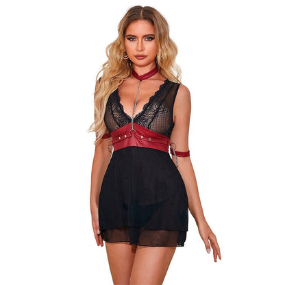 SUBBLIME - 954420 LACE BONDAGE DRESS BLACK S/M - Kink&Play