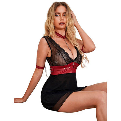 SUBBLIME - 954420 LACE BONDAGE DRESS BLACK S/M - Kink&Play