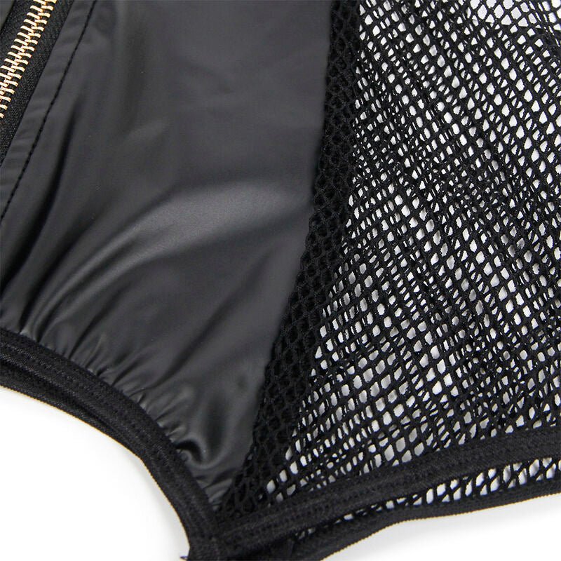 SUBBLIME - 954451 SEXY MESH DRESS LEATHER BLACK L/XL - Kink&Play