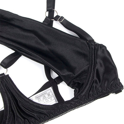 SUBBLIME - 955199 BRA SET WITH ADJUSTABLE BLACK BOW S/M - Kink&Play