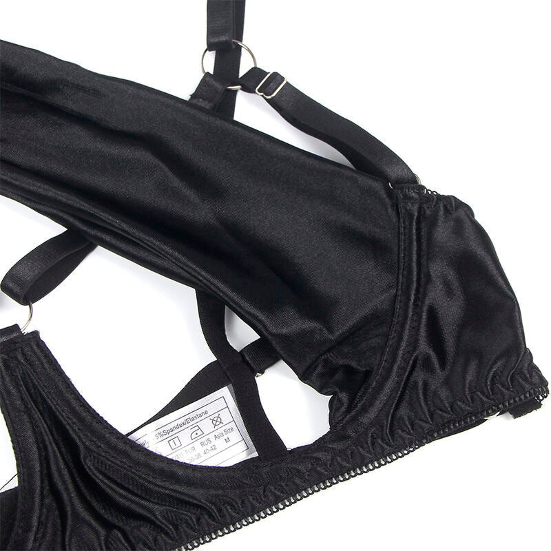 SUBBLIME - 955199 BRA SET WITH ADJUSTABLE BLACK BOW S/M - Kink&Play