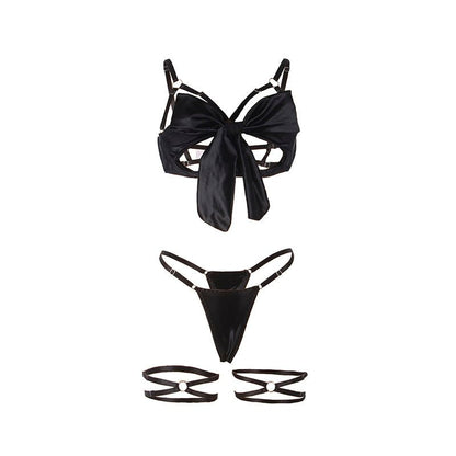 SUBBLIME - 955205 BRA SET WITH ADJUSTABLE BLACK BOW L/XL - Kink&Play