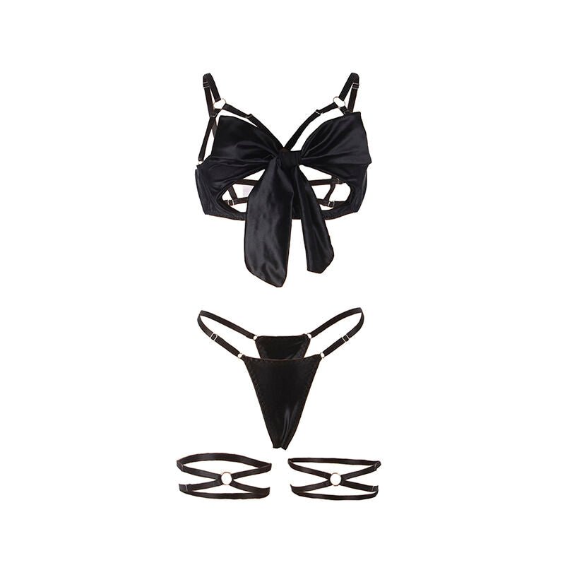 SUBBLIME - 955205 BRA SET WITH ADJUSTABLE BLACK BOW L/XL - Kink&Play