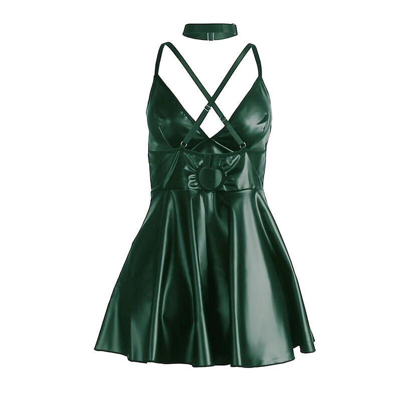 SUBBLIME - 955441 DRESS WITH GREEN LEATHER STRAPS L/XL - Kink&Play