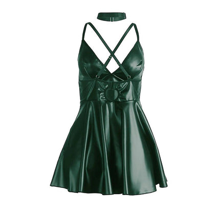 SUBBLIME - 955441 DRESS WITH GREEN LEATHER STRAPS L/XL - Kink&Play