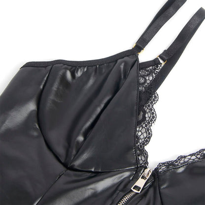 SUBBLIME - 955458 BLACK LEATHER ZIPPER BODY S/M - Kink&Play