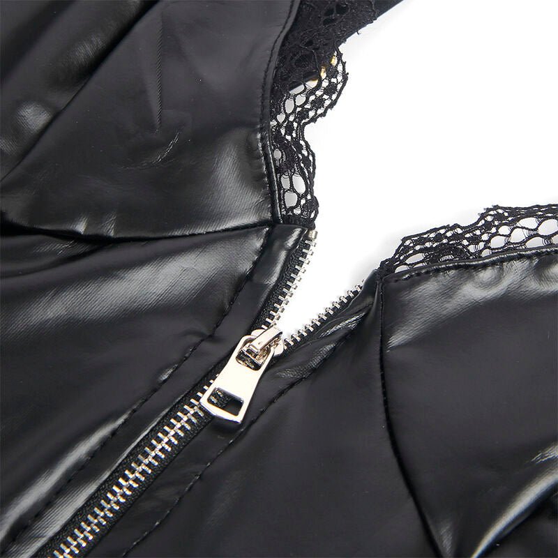 SUBBLIME - 955458 BLACK LEATHER ZIPPER BODY S/M - Kink&Play