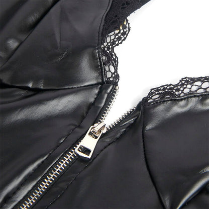 SUBBLIME - 955458 BLACK LEATHER ZIPPER BODY S/M - Kink&Play