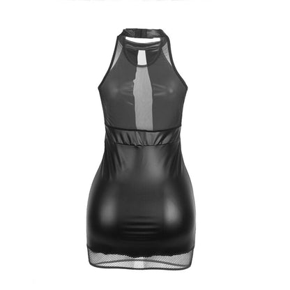 SUBBLIME - 955472 HALTER NECK DRESS WITH TRANSPARENCIES BLACK S/M - Kink&Play