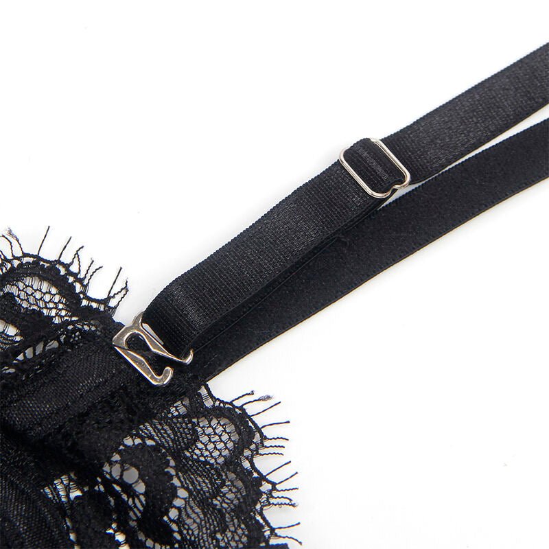 SUBBLIME - 955502 LACE BODYSUIT WITH BOWS AND GARTERS BLACK L/XL - Kink&Play