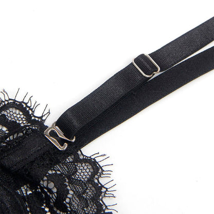 SUBBLIME - 955502 LACE BODYSUIT WITH BOWS AND GARTERS BLACK L/XL - Kink&Play