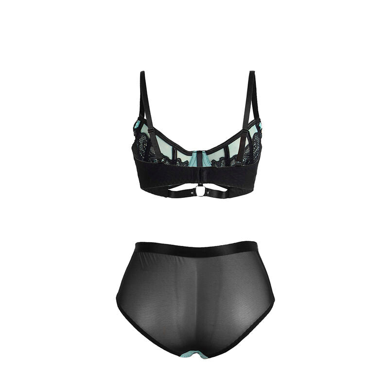 SUBBLIME - 955557 GREEN PATENT LEATHER MESH ZIPPER BRA SET S/M - Kink&Play