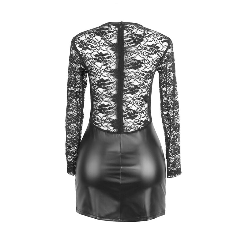 SUBBLIME - 955601 LONG SLEEVED DRESS WITH BLACK LACE L/XL - Kink&Play