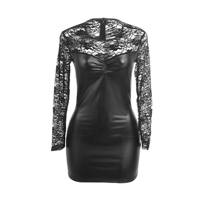 SUBBLIME - 955601 LONG SLEEVED DRESS WITH BLACK LACE L/XL - Kink&Play