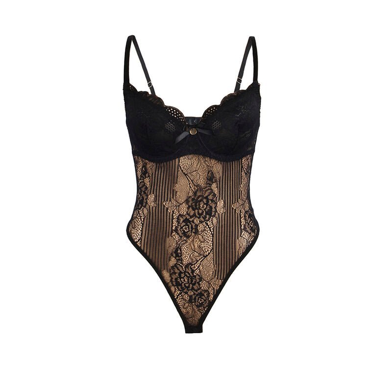 SUBBLIME - 955625 LACE BODYSUIT WITH BOTTOM CLOSURE BLACK L/XL - Kink&Play