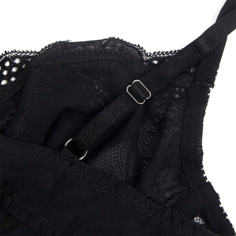 SUBBLIME - 955625 LACE BODYSUIT WITH BOTTOM CLOSURE BLACK L/XL - Kink&Play