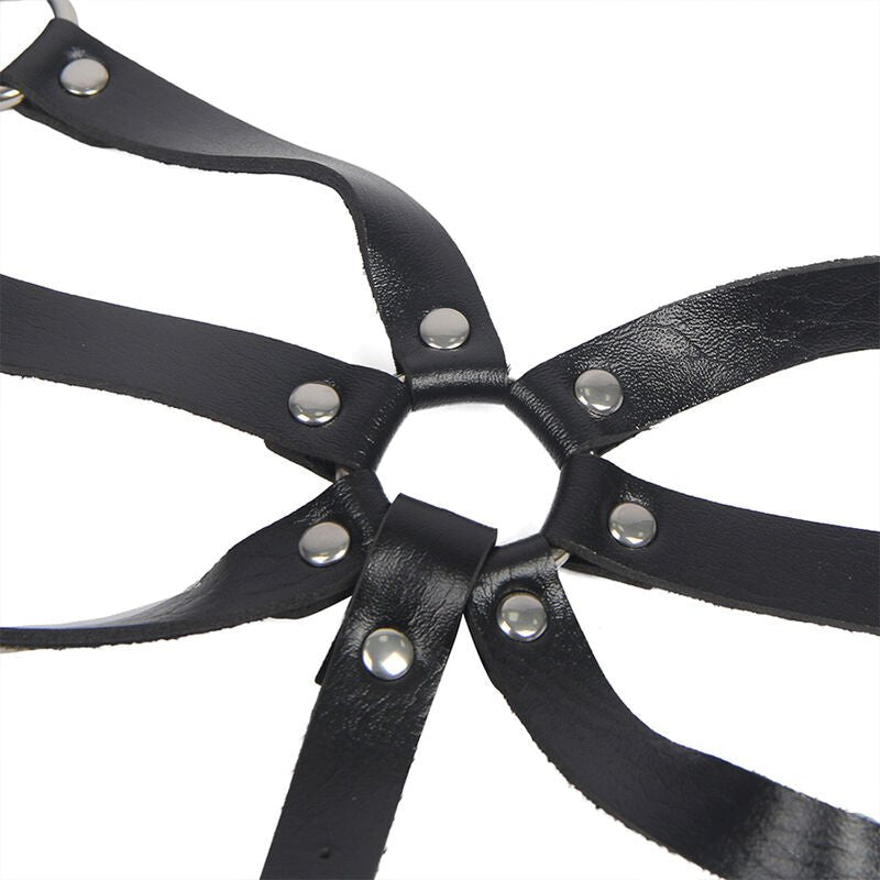 SUBBLIME - BODY HARNESS ADJUSTABLE STRAPS LEATHER BLACK ONE SIZE - Kink&Play
