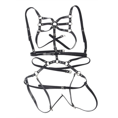 SUBBLIME - BODY HARNESS ADJUSTABLE STRAPS LEATHER BLACK ONE SIZE - Kink&Play