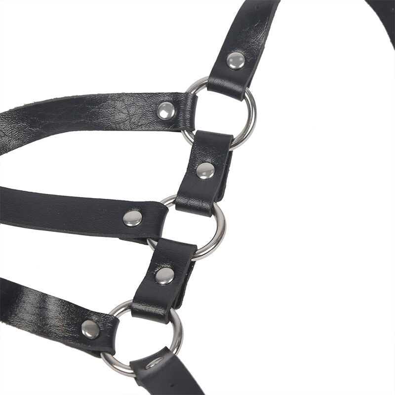 SUBBLIME - BODY HARNESS ADJUSTABLE STRAPS LEATHER BLACK ONE SIZE - Kink&Play