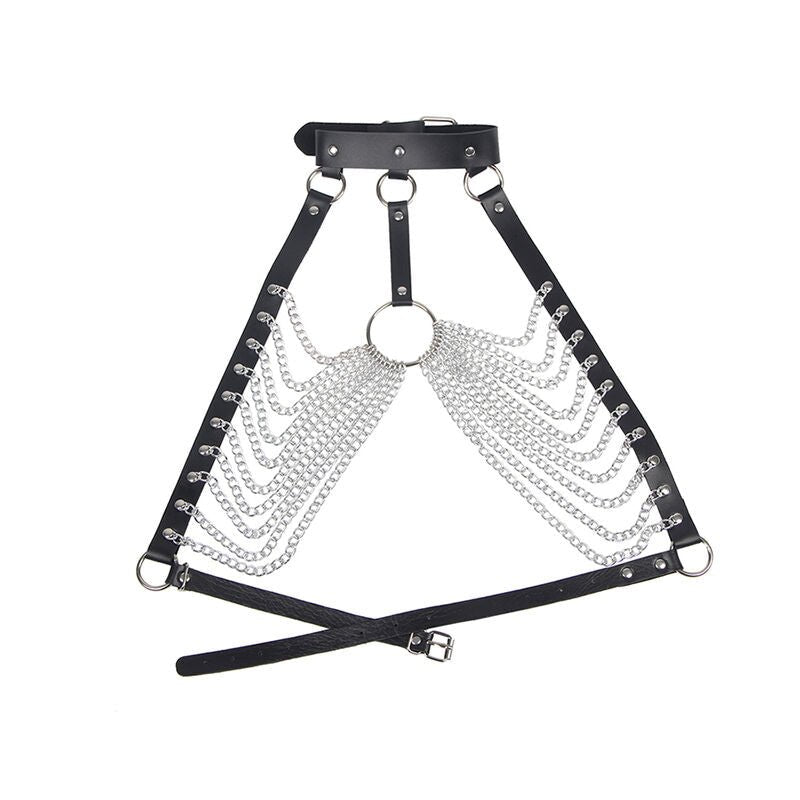 SUBBLIME - CHEST HARNESS WITH BIG RING CHAINS ONE SIZE - Kink&Play