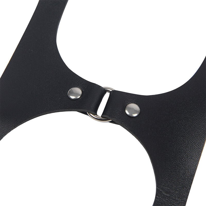 SUBBLIME - FULL BODY HARNESS WITH LEATHER BUCKLES BLACK ONE SIZE - Kink&Play